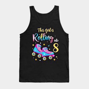 Rolling Into 8 Years Skating Birthday Roller 8Th Skate Tank Top